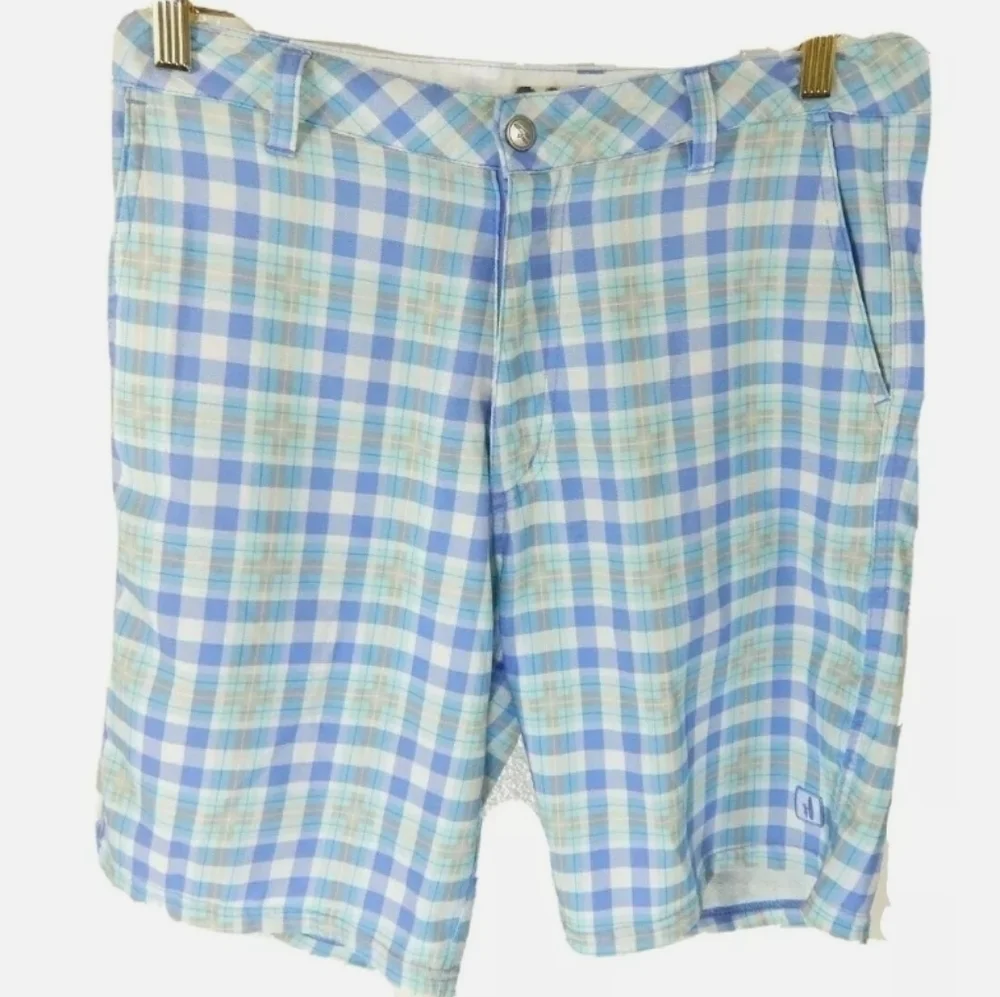 Johnnie-O Blue Plaid Board Shorts